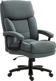 HOMCOM Irodai Szék, Ergonomikus Íróasztali Szék Ringató Funkcióval, Vászon-Szerű Szövet, Magasságban Állítható PC Szék Forgó Funkcióval, Vastag Párnáz