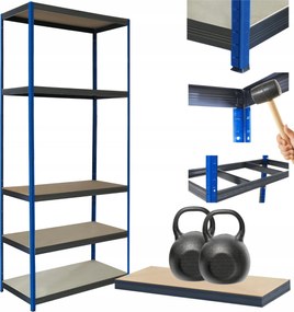 Tárolószekrény fém állvány Helios 213x110x50cm 5Px275kg Tömör Kék