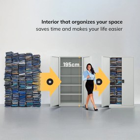 Fém iratszekrény JAN H, 900 x 1950 x 400 mm, szürke