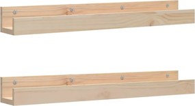 vidaXL 2 db tömör fenyőfa fali polc 80 x 12 x 9 cm