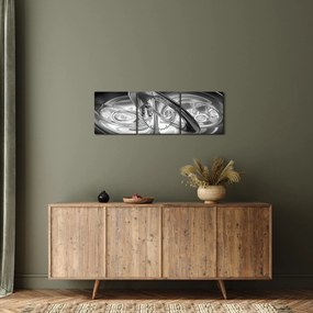 Modern szürke absztrakció képe (órával) (90x30 cm)