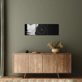 Kép - fekete-fehér portré egy kalapos nőről (órával) (90x30 cm)