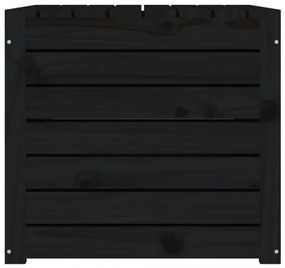 fekete tömör fenyőfa kerti láda 101 x 50,5 x 46,5 cm