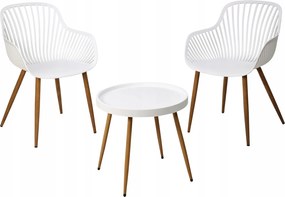 Műanyag Kerti Bútor Szett Asztallal És 2 Fehér Fotellel 56X55X84CM