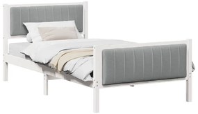 Ágykeret Fehér és világosszürke 100 x 200 cm Tömör fenyőfa