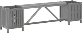 vidaXL szürke tömör akácfa kerti pad 2 virágtartóval 150 cm