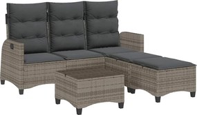vidaXL 3 részes szürke polyrattan kerti ülőgarnitúra párnákkal L-alakú