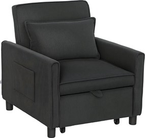 HOMCOM 3 az 1-ben Fektethető Kanapé Oldalzsebekkel és Dőlésszögbe Állítható Háttámlával, Modern Átalakítható Kanapé Fektethető Kanapénak vagy Egyszemé