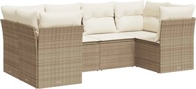 vidaXL 6 részes bézs polyrattan kerti ülőgarnitúra párnával