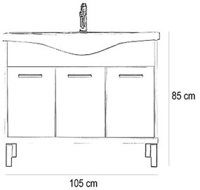 Nerva 105 alsó szekrény, mosdóval