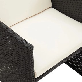 4 db fekete polyrattan kerti étkezőszék párnával