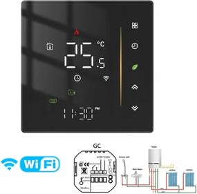 Termosztát Led WiFi Tuya víz gázbojler fűtés Gc 5A 95~240V fekete