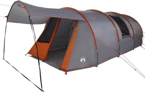vidaXL Alagútsátor 4 fős tetővel Szürke és narancs 740 x 370 x 220 cm