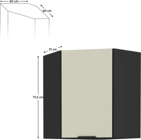 Felső sarokszekrény kasmír/fekete, ARAKA 60x60 GN-72 1F