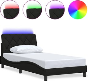 vidaXL fekete szövet ágykeret LED-ekkel matrac nélkül 100x200 cm