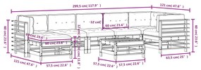 8 részes szürke tömör fa kerti ülőgarnitúra párnával