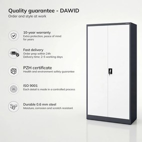 Zárható takarítószekrény antracit-fehér DAWID 900 x 1850 x 450 mm