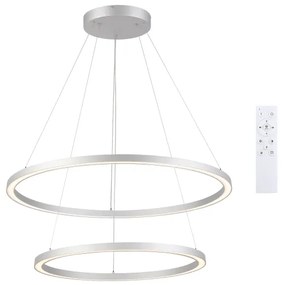 Brilagi-LED Dimmelhető. kábeles függeszték PORTOFINO LED/98W/230V átm. 80 cm ezüstszínű+távirányítóval