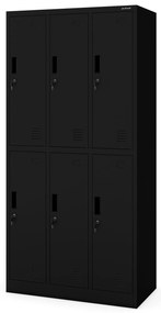 6 ajtós IGOR öltözőszekrény, 900 x 1850 x 450 mm, fekete