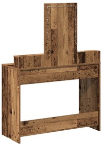 Sminkasztal LED világítással Régi fa 100x41x140 cm