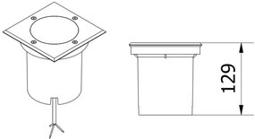 Lámpa Kerti lámpatest BETA-K (négyzet), max.50 W, GU10, IP67, AC220-240V, 50/60Hz, inox