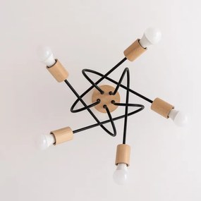 Felületre szerelhető csillár OXFORD 5xE27/15W/230V fenyő/fekete