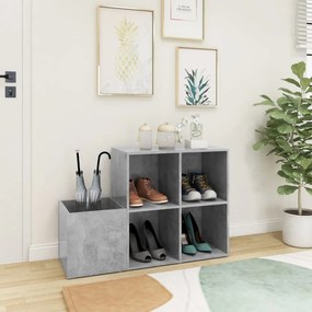 betonszürke szerelt fa előszobai cipősszekrény 105x35,5x70 cm