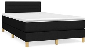 fekete szövet rugós és LED-es ágy matraccal 120 x 190 cm