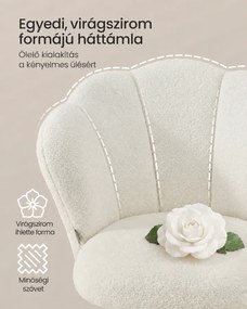 SONGMICS irodai szék és sminkszék, virágszirom háttámlával, állítható magassággal, görgőkkel, max. 110 kg, krémfehér