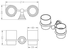 SAPHO 1317-05 Diamond dupla fogkefetartó, krómozott