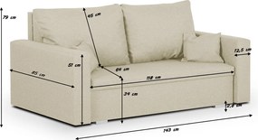 MONDI Kétszemélyes kinyitható kanapé Piros