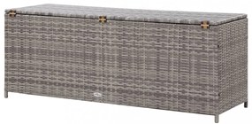 szürke polyrattan kerti tárolóláda 150 x 50 x 60 cm