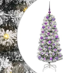 vidaXL Műanyag Hajtogatós Karácsonyfa 150 LED-del Zöld és Fehér 120 cm
