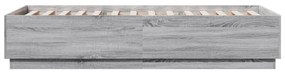 szürke sonoma színű szerelt fa ágykeret LED-del 90 x 200 cm