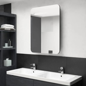 fekete LED-es tükrös fürdőszobaszekrény 60 x 11 x 80 cm