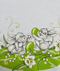 Húsvéti terítő Nyuszik zöld 90x90cm TiaHome