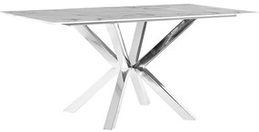 Márványhatású Ezüst Étkezőasztal 160 x 90 cm SABROSA Beliani