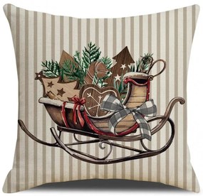 Karácsonyi párnahuzat SLEIGH 45x45 cm, bézs