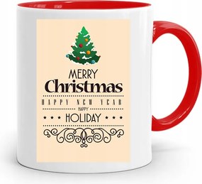 Piros Karácsonyi Bögre Mikulás Karácsonyfa Alá, fényképes nyomattal