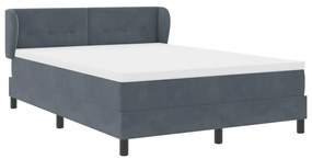 Boxspring Ágy Matrac, Sötétszürke, 140x190 cm, Bársony