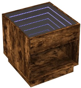 Füstös tölgy végtelen hatású LED-es éjjeliszekrény 50x50x50 cm