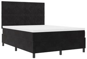 Boxspring Ágy Matraccal Fekete 140x190 cm Bársonyos