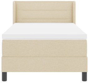 Box Spring Ágy Káprázatos Krém Színben, 90x200 cm, Szövet.