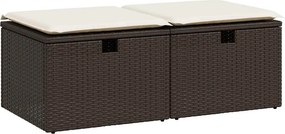 vidaXL 2 részes barna polyrattan akácfa kerti ülőgarnitúra párnákkal