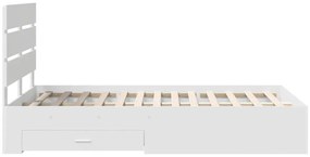 vidaXL Ágykeret fiókkal fejtámlával Fehér 135 x 190 cm Faanyag
