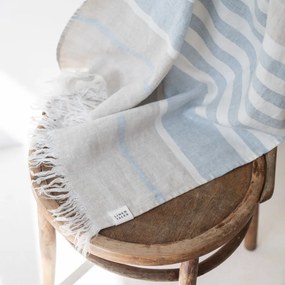 Kék len strandtörölköző 85x140 cm Allure Stripe – Linen Tales