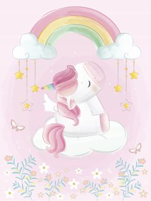 Fotótapéta Unikornis Szivárvány Felhők a gyerekszobába 184x254 vinil +ragasztó