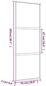 aranyszínű átlátszó ESG üveg és alumínium tolóajtó 76 x 205 cm