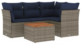 5 részes szürke polyrattan kerti ülőgarnitúra párnával