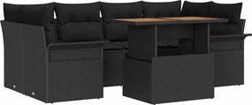 vidaXL Kerti Kanapé Szett párnával 7 pcs Fekete
